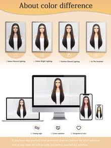 女式頭帶假髮長直 28 吋頭帶假髮優質合成頭帶假髮天然無膠無蕾絲前假髮帶頭帶和假髮帽 - 彩色 - 查看 6