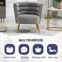 HOMEFUN Accent Chair Leisure Single Chair With Golden Feet - Grey - View 4