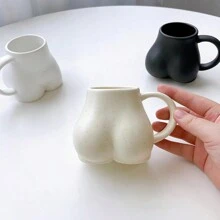 1件實色有趣幽默的屁屁造型家用裝飾性陶瓷杯 - 彩色 - 查看 2