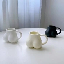 1件實色有趣幽默的屁屁造型家用裝飾性陶瓷杯 - 彩色 - 查看 1