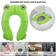 1 Máy Tính Di Động Hình Con Ếch Trẻ Em Bồn Cầu Có Miếng Silicon Chống Trơn Trượt, có Thể Tái Sử Dụng Bô Du Lịch Tập Bát - màu xanh lá - Xem 4