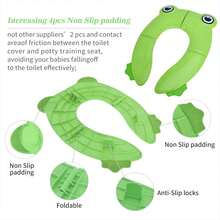 1 Máy Tính Di Động Hình Con Ếch Trẻ Em Bồn Cầu Có Miếng Silicon Chống Trơn Trượt, có Thể Tái Sử Dụng Bô Du Lịch Tập Bát - màu xanh lá - Xem 3