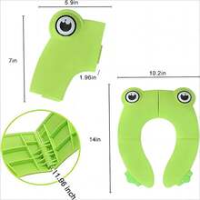 1 Máy Tính Di Động Hình Con Ếch Trẻ Em Bồn Cầu Có Miếng Silicon Chống Trơn Trượt, có Thể Tái Sử Dụng Bô Du Lịch Tập Bát - màu xanh lá - Xem 2