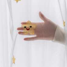 1PC Starry Smiling Face Embroidered Sheer Curtains Kids