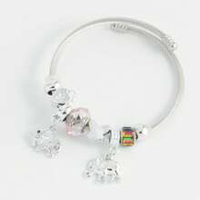 1件復古豪華風格可調式手工diy珠子裝飾手鍊設計,配有2個卡通小象吊墜,鑲嵌閃亮的寶石及白金鍍不鏽鋼材質 - 彩色 - 查看 5