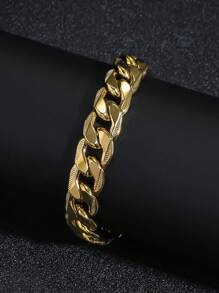 1入組時尚環保創意不鏽鋼手鍊,厚實且時尚設計,18k鍍金 - 金色 - 查看 1