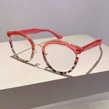Cat Eye Round Frame Eyeglasses Clear Lens Eyewear For Women, Fashionable - Clear - View 14