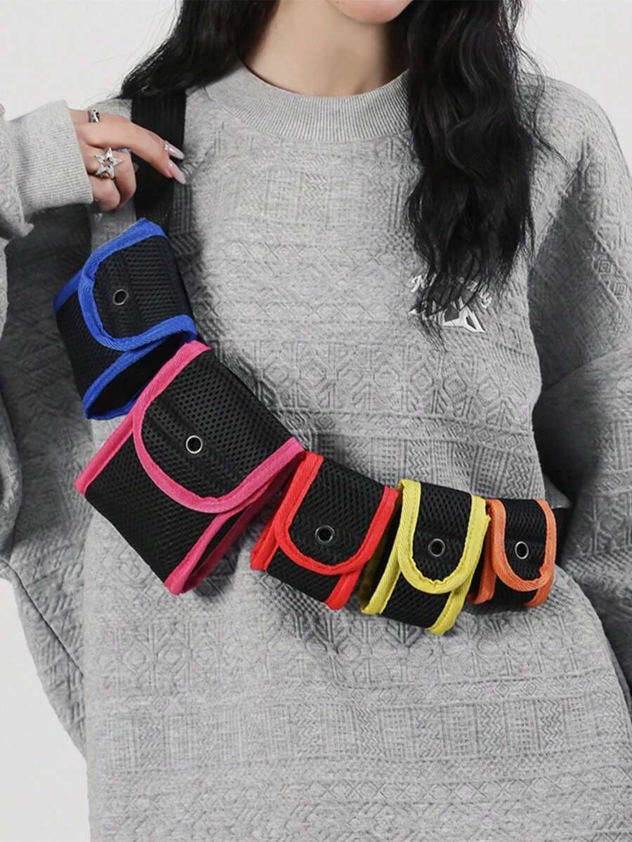 女士多口袋網布透氣彈力包,時尚手袋 - 彩色 - 查看 1