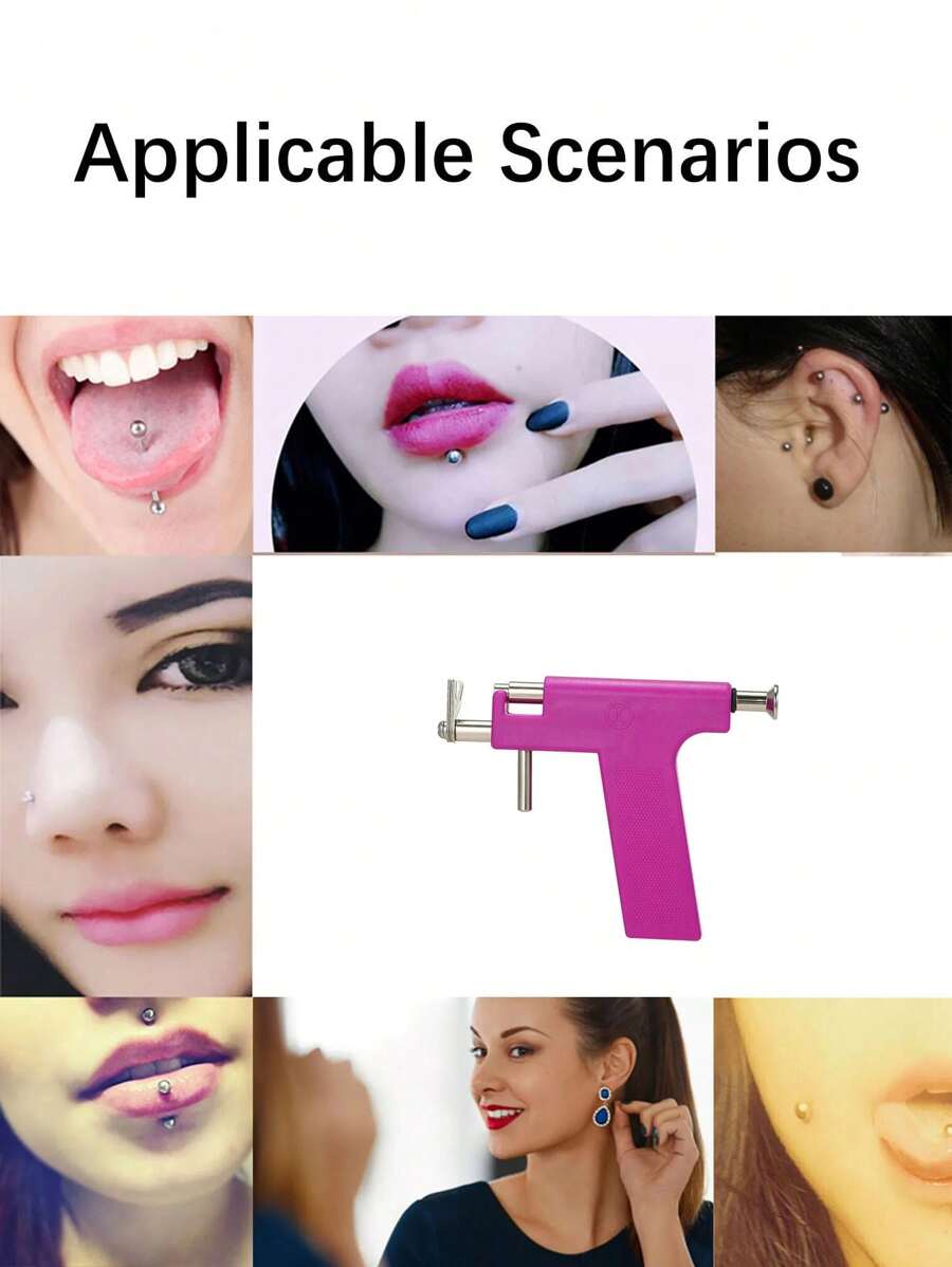 Piercing Gun Piercing Kit Self Sterile Tool Set Nose Piercing For Eyebrow Navel Nose Lip Tongue Belly Body Piercing With Mirror And Marker