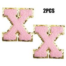 2pcs Ladies Golden Edge 4 Colors English Letters Hot Melt Glue Ironing Wool Embroidery Patches Decorate Bags And Clothes