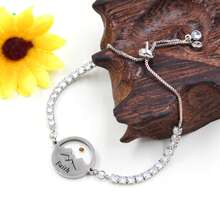 Round Mountain/Twin Mountain Faith Charm Bracelet, Crystal  Easy Adjustable Slide  Glitter Ia Encourages Stylish Jewelry Delicate Gift For Girl Girlfriend Valentine's Day Birthday Gift - White - View 8