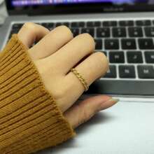 1入組鈦鋼戒指，時尚簡約，適合日常佩戴，鈦鋼材質不易褪色，金色，尺寸 5/6/7/8/9/10 - nk - 查看 8