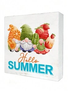 1pc 10cm*10cm Pvc Material Decoration Ornament With Orange, Kiwi, Strawberry Dwarf Design And "Hello Summer" Lettering. A Great Daily Decorative Ornament For Families With Dogs. A Commemorative Gift For Friends, Suitable For Living Room, Meeting Room, Library, Desk, Bar Counter, Dining Table Decoration. - Multicolor - View 2