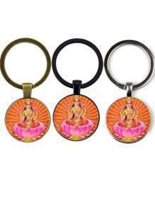 3pcs/Set Thai God Print Creative Gift For Teacher's Day, Friends And Family, Black, Antique Bronze And Silver Colors - Multicolor - View 1