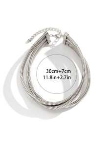 歐美時尚飾品,簡約誇張的疊層項鍊,個性流行鎖扣鎖骨鏈 - 銀色 - 查看 3