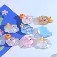 10入組混色激光透明泰迪熊形樹脂首飾配件,可diy製作奶油膠手機殼、髮夾、鞋扣、水瓶等 - 透色雲朵 - 查看 4