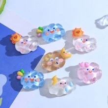 10入組混色激光透明泰迪熊形樹脂首飾配件,可diy製作奶油膠手機殼、髮夾、鞋扣、水瓶等 - 透色雲朵 - 查看 1