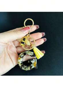 1pc A-Y Initial Keychain, Cute Daisy & Bee Resin Keyring, Suitable For Hanging On Bags, Backpacks, Cars, Great Gift For Women And Girls, Also For Valentine's Day - Multicolor - View 22