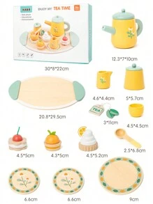 全新兒童模擬玩樂造型茶具甜點套裝,幼稚園遊戲場角色扮演早期木製玩具 - 彩色 - 查看 4