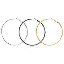 1對金色,銀色和黑色鈦鋼圓形耳環[不褪色且低過敏性],時尚設計和簡約風格 - 銀色 - 查看 8