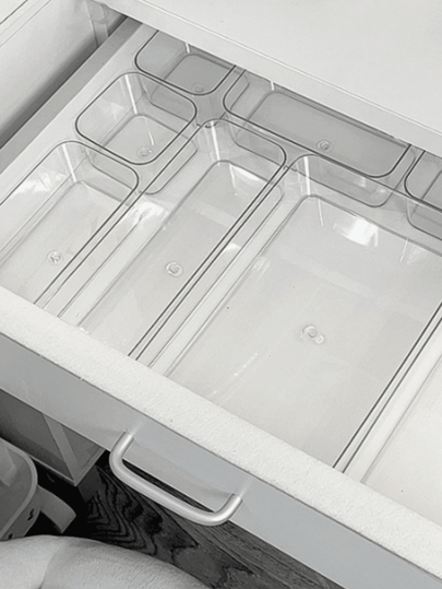 1pc Transparent Desktop Stationery Storage Box Drawer Organizer