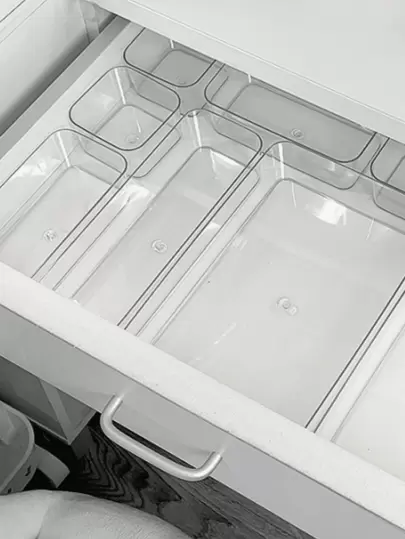 1个透明桌面文具收纳盒抽屉整理盒厨房用品厨房配件厨房工具