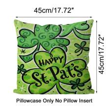 4 件/套聖派翠克節主題靠墊套（不含枕頭芯）45x45 公分綠帽和四葉草圖案單面印花聚酯枕套裝飾抱枕套適用於客廳、臥室、沙發、家居裝飾 - 彩色 - 查看 2