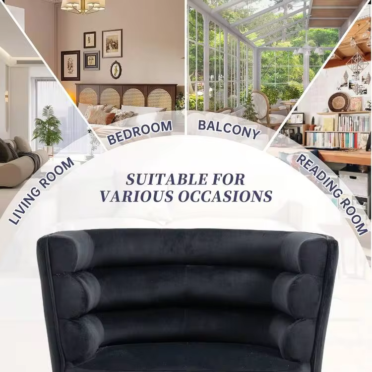 HOMEFUN Accent Chair Leisure Single Chair With Golden Feet - 黑色 - 查看 5