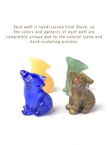 1個天然石狼雕刻治療雕像靈氣寶石工藝品,家居桌面裝飾禮物