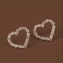 1對時尚鑲鑽心形和淚滴形耳環,適合女性和學生