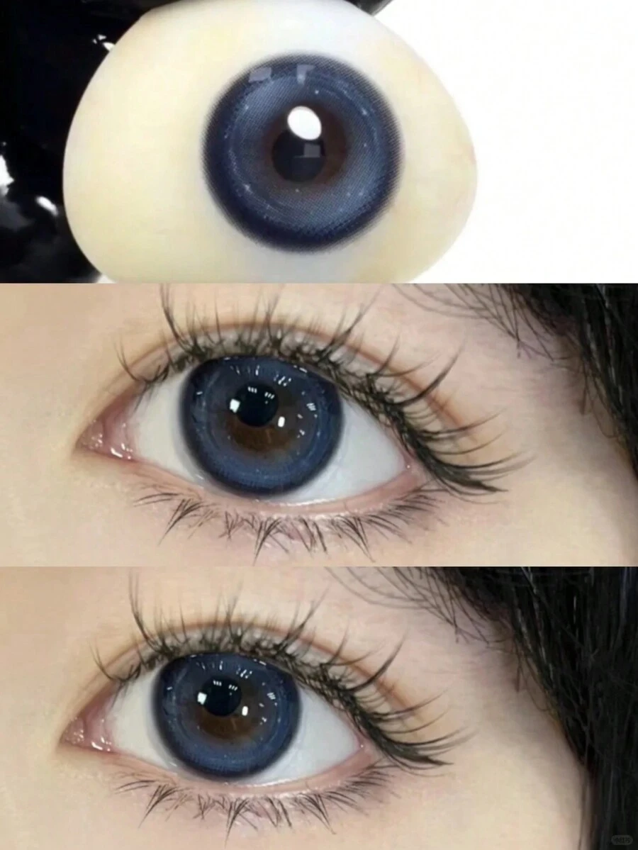 2pcs Blue Mixed Color Contact Lenses, Unique Style, Different Diameter - Polo Star Blue - View 1