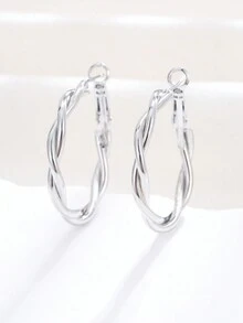 New Minimalist Round 14k Gold Plated Smooth Hoop Earrings - Gold - View 2