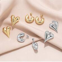 女性簡約款c形耳環,金銀色首飾 - C Shape - 查看 7