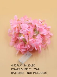 1入20LED 1.5米5枝梅花銅線串燈，適用於室內裝飾、春季、節日、婚禮、求婚、派對、四季 - 粉紅色花朵 - 查看 3