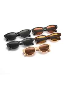 CHOOSEME 1pc Fashionable Brown Stripe Patterned Cat Eye Fashion Glasses With Protection - Brown - View 5