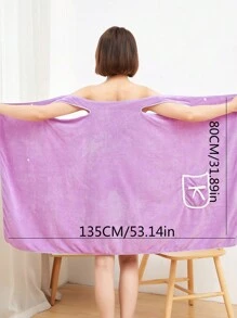 藍色純色女性吊帶式浴裙,附有珊瑚絨口袋毛巾,可穿戴式桑拿浴巾,適用於家庭、酒店和水療中心 - 藍色 - 查看 2