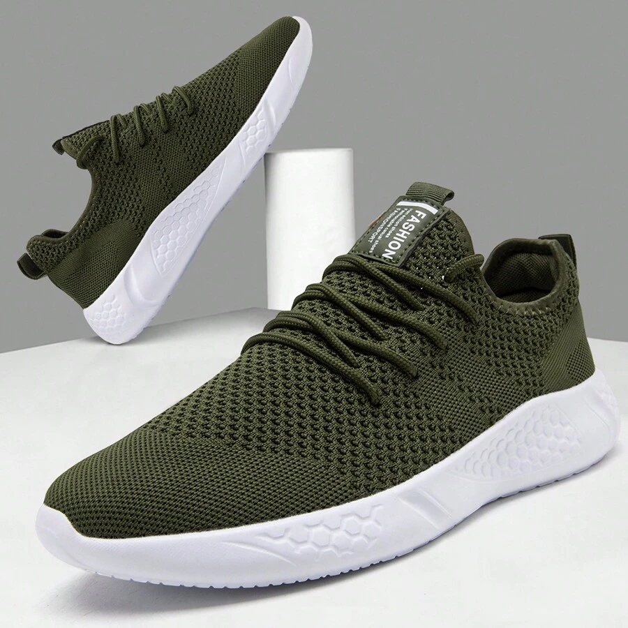 Men's  Fashion Casual Shoes Mesh Flat Shoes Lightweight And Breathable Casual Sneakers Formal Business Shoes Outdoor Walking Shoes Green