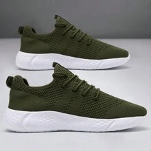 Men's  Fashion Casual Shoes Mesh Flat Shoes Lightweight And Breathable Casual Sneakers Formal Business Shoes Outdoor Walking Shoes Green