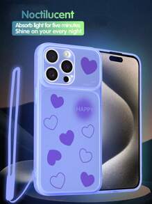 1入款發光啞紫TPU手機殼，帶心形圖案，可防摔，1入款發光矽膠掛繩，適用於iPhone、安卓、三星、小米、Oppo和Redmi型號 - 紫色 - 查看 9
