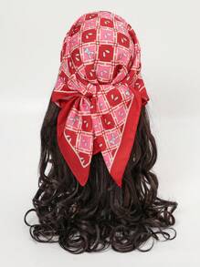 1 Geometric Pattern Women's Printed Square Scarf - Multicolor - View 1