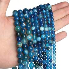 Loose Natural Stone Beads Semi-Finished Agate & Blue Peacock Stone Beads For Diy Bracelet & Necklace Jewelry Making