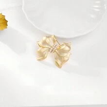 1pc Korean Fashion Bow Design Women's Brooch Pearl Decoration Pin Accessories - Gold - View 2