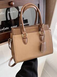 BELLEBORG Fashionable Colorblock Lady Handbag, Shoulder Bag, Eye-Catching Work Bags For Women - Khaki - View 8