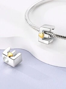 Silver Plated Charm Bead Letter Series Artificial  Letter Series Love Charm Pendant Suitable For Bracelets DIY Women's Jewelry - Silver - View 2