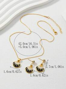 3pcs/Set Exquisite Black Shell Pendant Necklace & Earrings Jewelry Set For Women, Daily Match - Multicolor - View 5