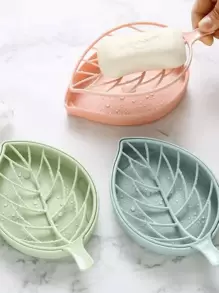 1 pieza Caja de jabón con forma de hoja y zanahoria, decoración del hogar y del baño de color aleatorio para el otoño y el regreso a la escuela
