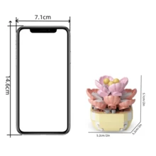 一組迷你多肉仙人掌diy積木玩具套件,適合開學、新年、復活節、情人節、生日等禮物和家飾,完美打造藝術貼心客廳裝飾 - 彩色 - 查看 3