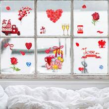 4件組情人節心型氣球裝飾靜電貼可移除靜電貼適用於玻璃牆貼7.9吋x 11.8吋x4 - 彩色 - 查看 3