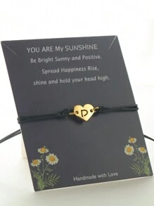 Fashion Simple 26-Letter Valentine's Day Gift Men And Women Cordage Woven Rope Jewelry - Black - View 4