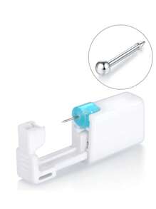 2 Piezas/set Kit De Pistola Desechable Para Perforar Orejas, Herramienta De Perforación Para Orejas Y Nariz - Blanco - Ver 6